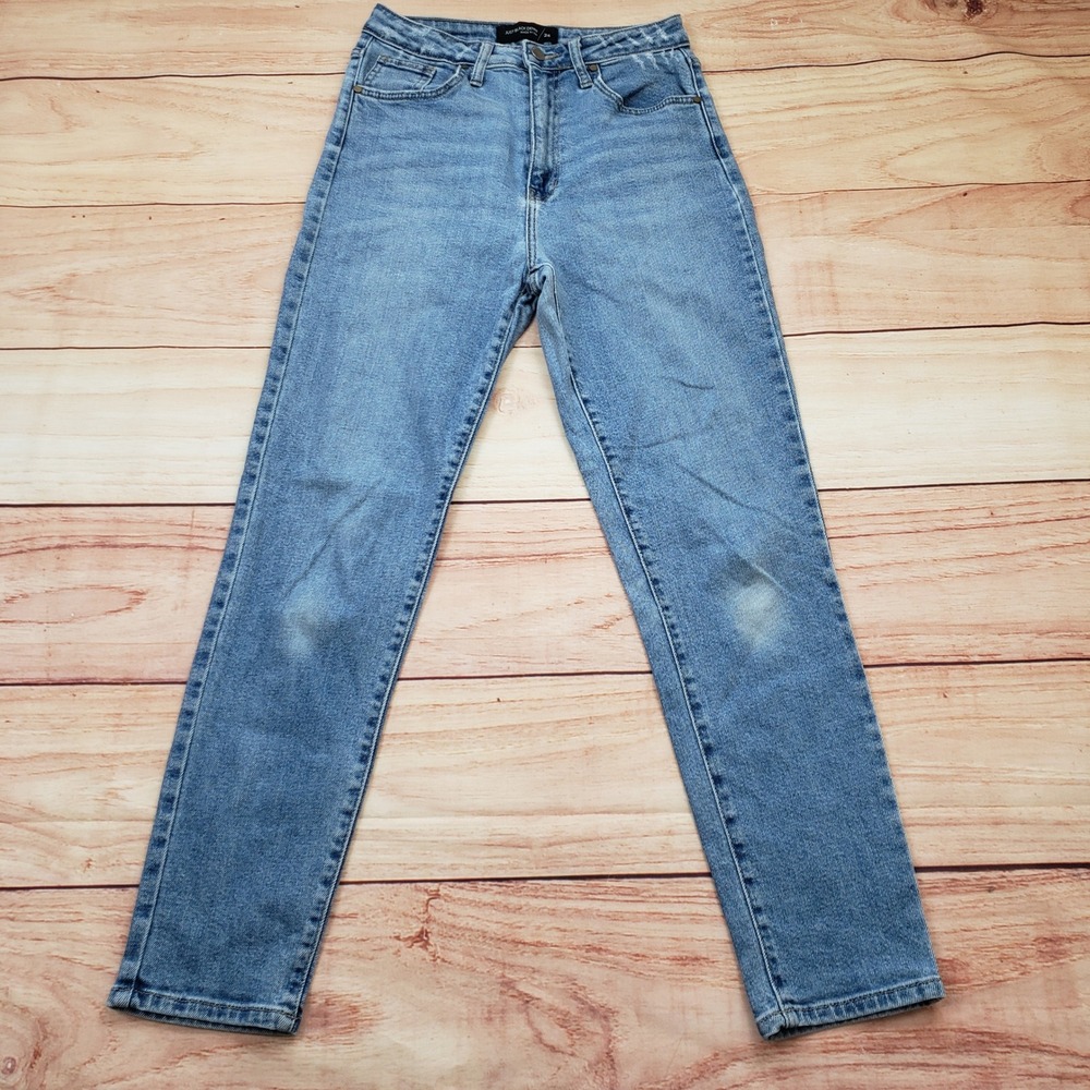 Just Black Denim Jeans Womens 26‎ Blue Light Wash High Rise USA Made Casual